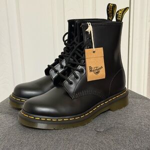 New Dr. Martens 1460 Smooth Black Boots with Yellow Stitching- women’s 8